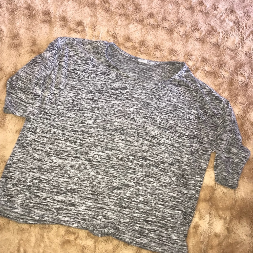 A cropped grey and silver  shirt